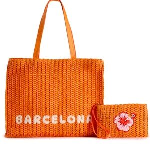 Sonoma BARCELONA Straw Tote Bag and Wristlet Set